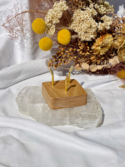 Sphere Stand With Wooden Base | Gold