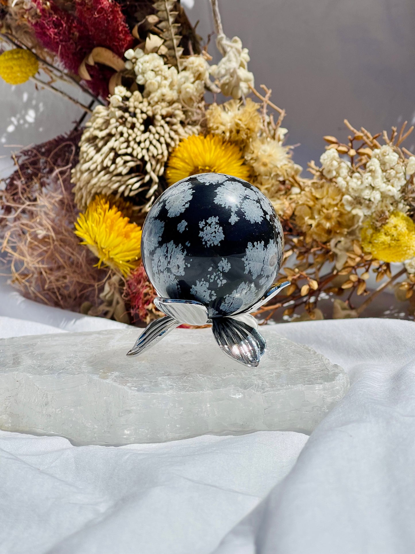 Snowflake Obsidian Sphere #1