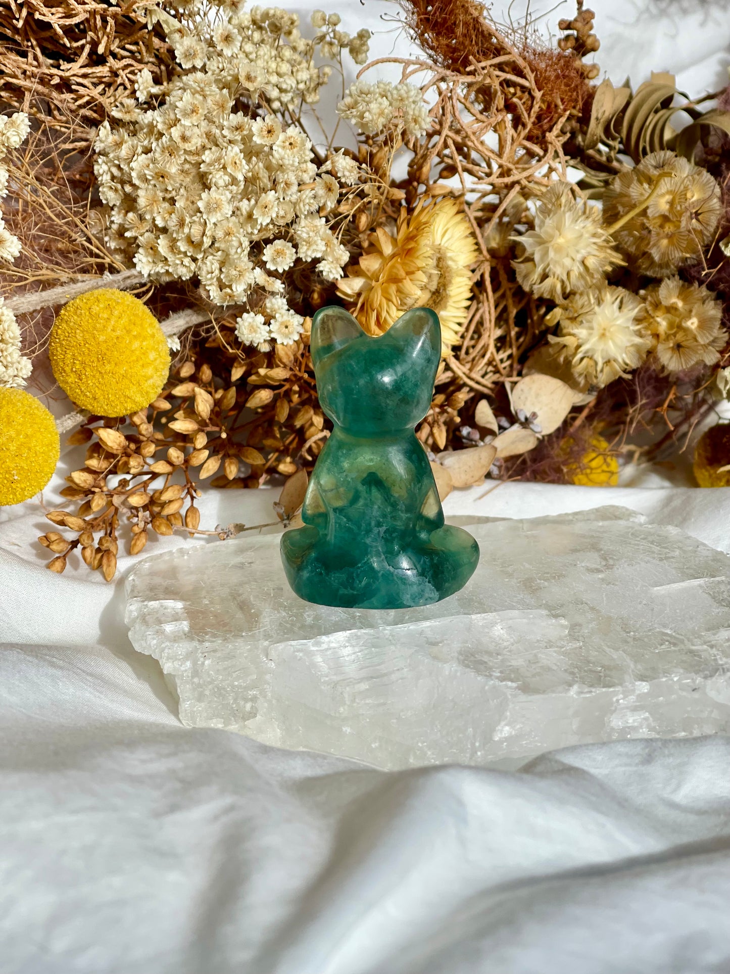Fluorite Namaste Cat