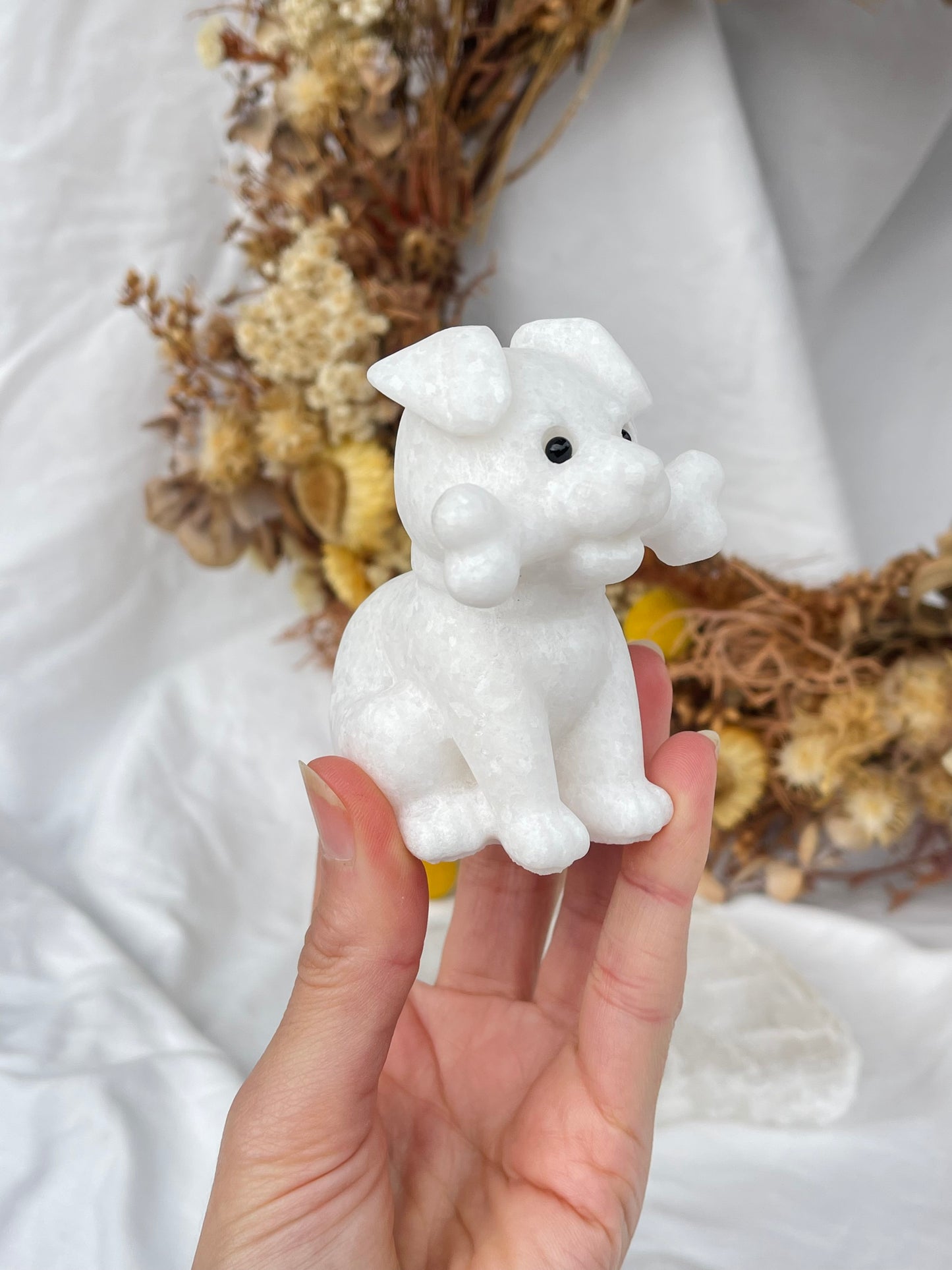 White Jade Dog With Bone