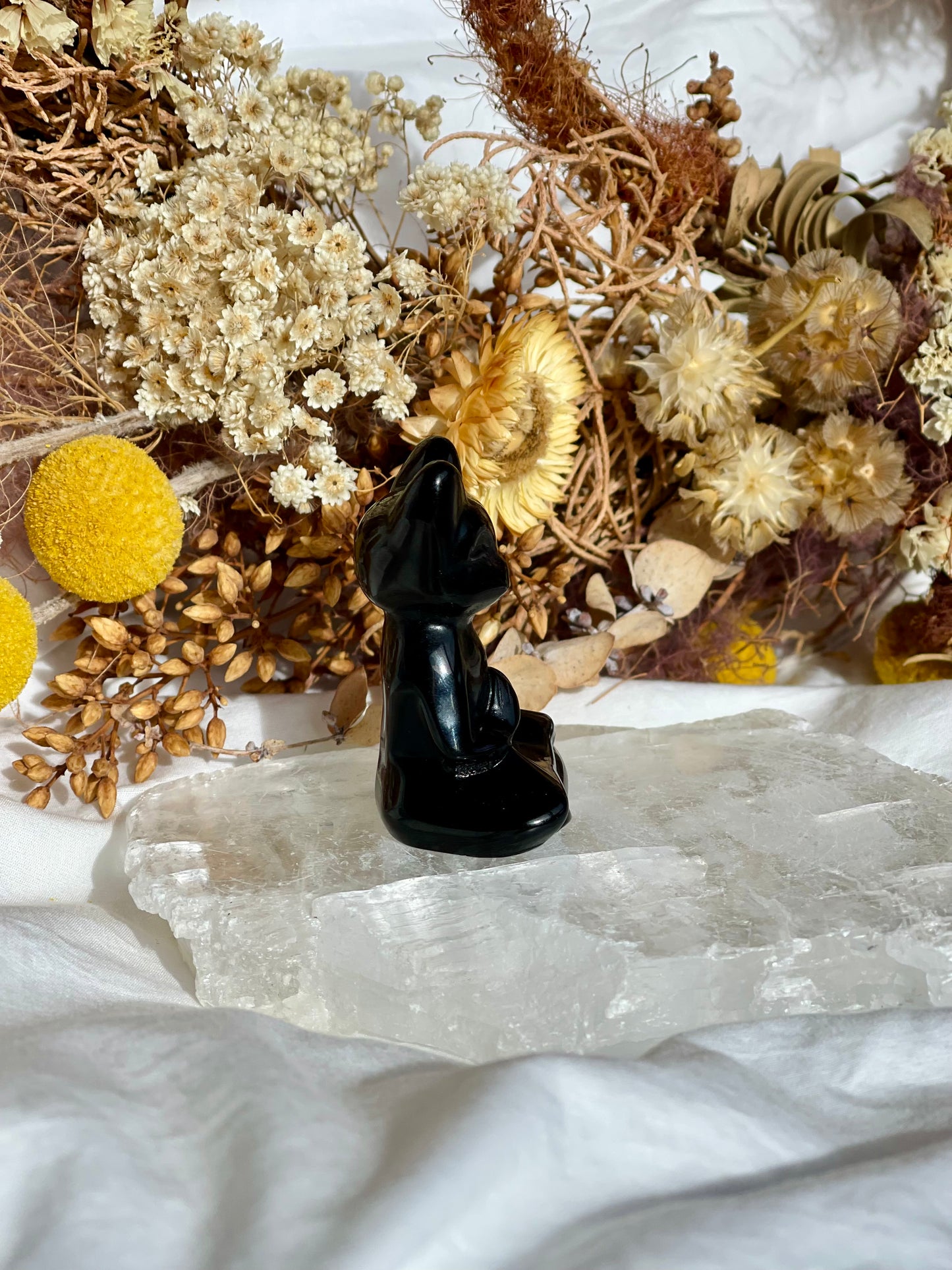 Black Obsidian Namaste Cat