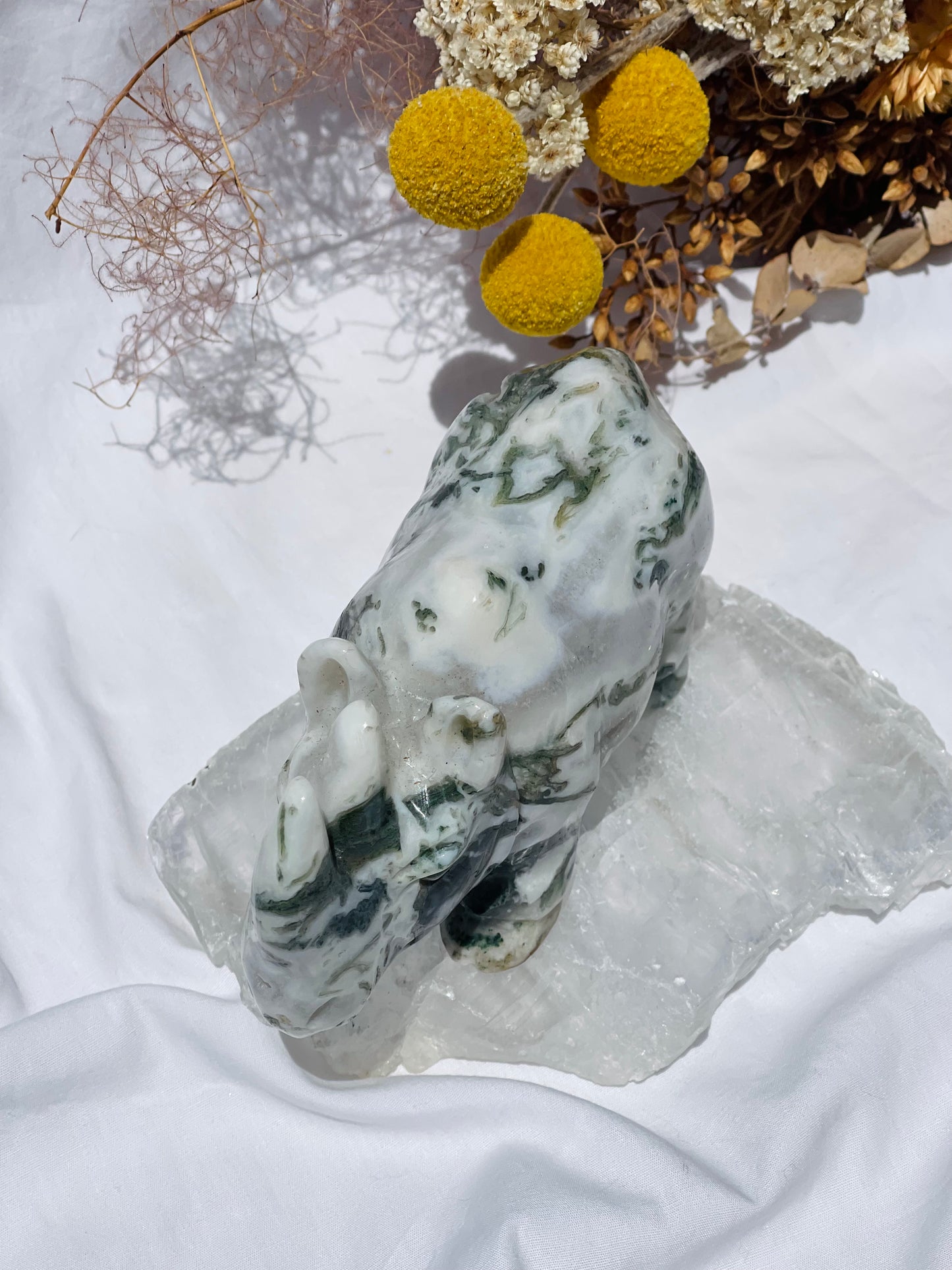 Moss Agate Rhino