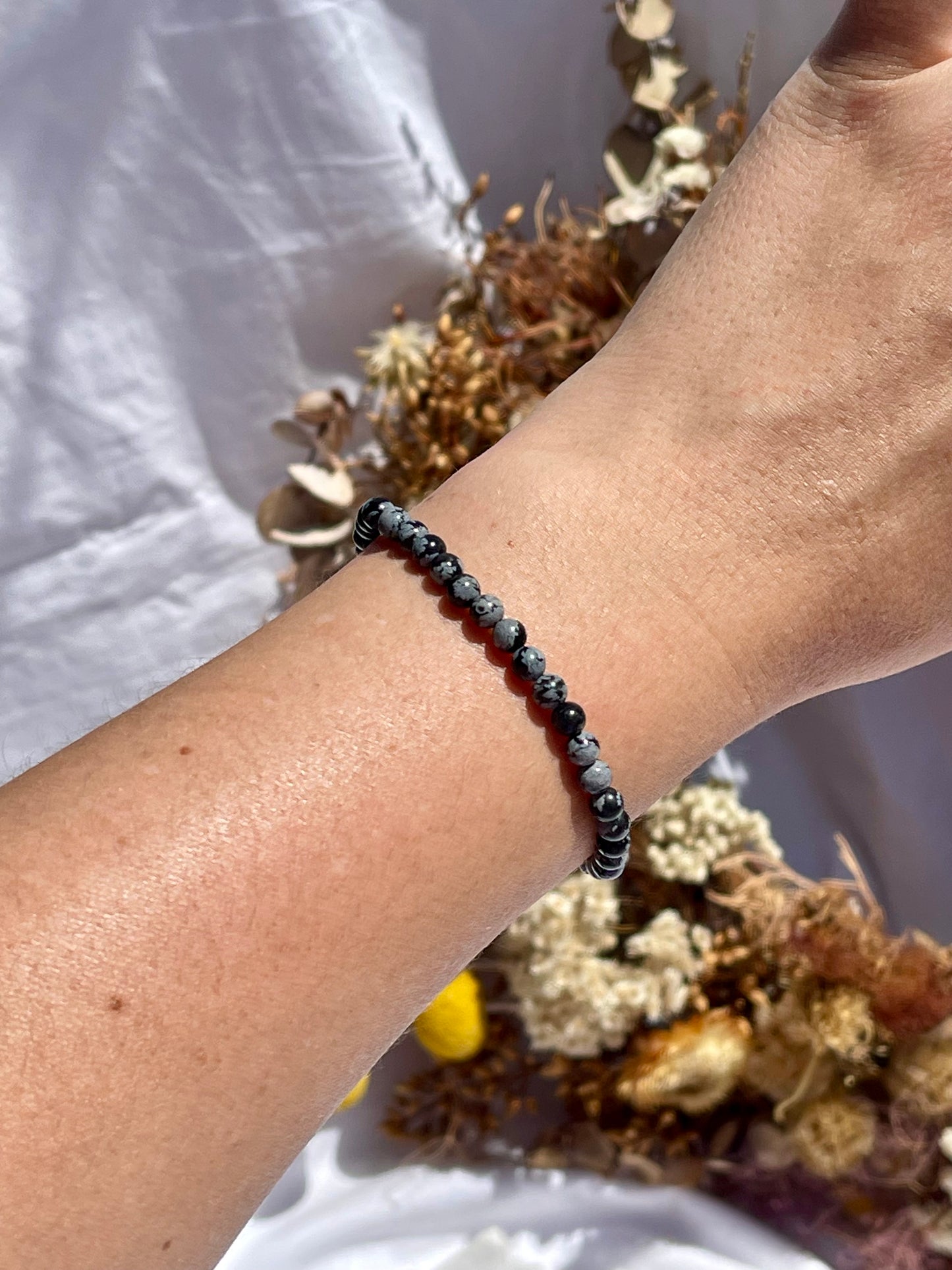 Snowflake Obsidian Bracelet | 4mm