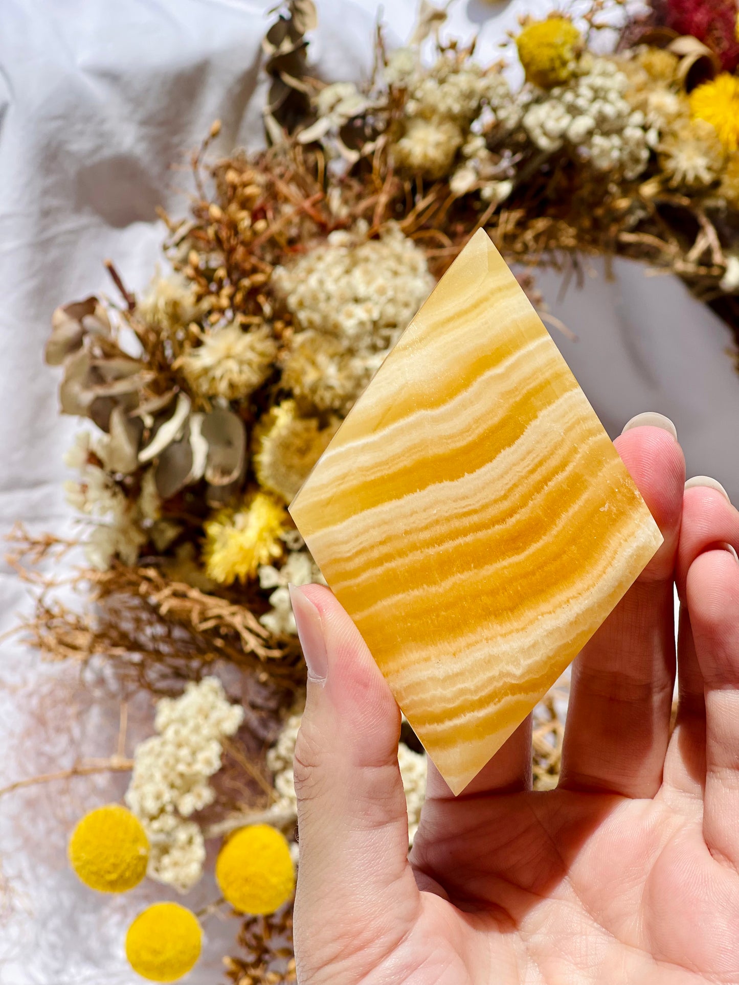 Yellow Calcite Diamond A