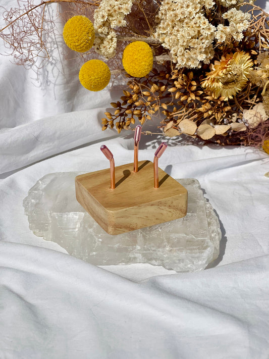 Sphere Stand With Wooden Base | Rose Gold