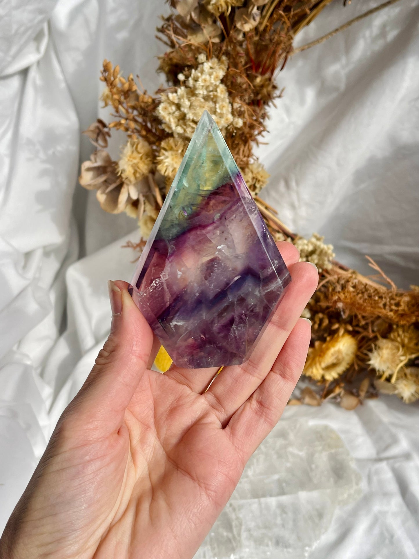 Rainbow Fluorite Diamond Point #1