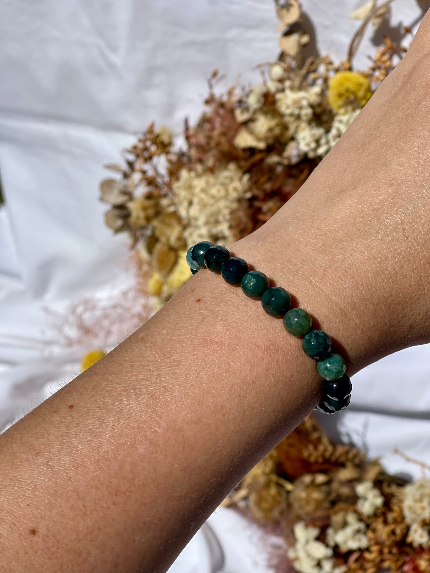 Moss Agate Faceted Bracelet