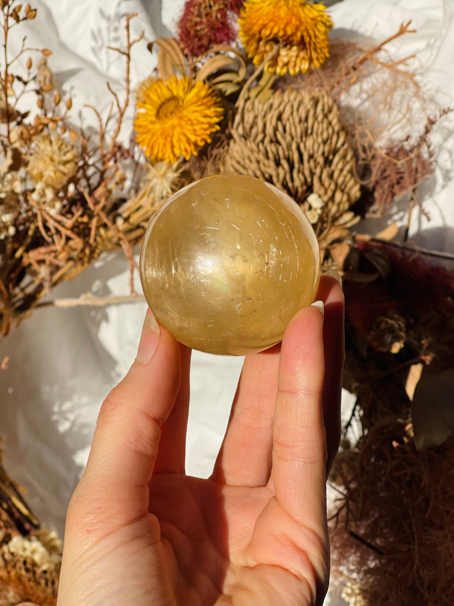 Honey Calcite Sphere