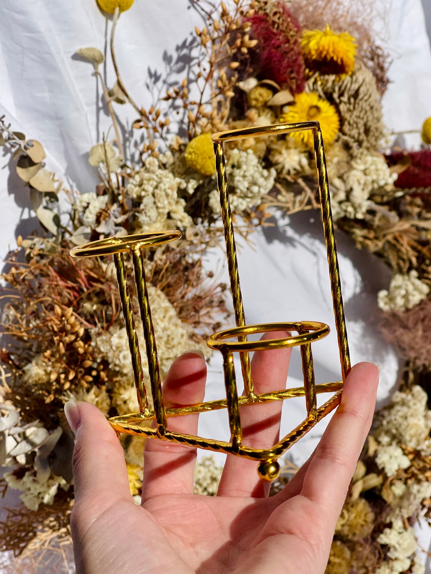 3 Sphere Stand | Twisted Gold
