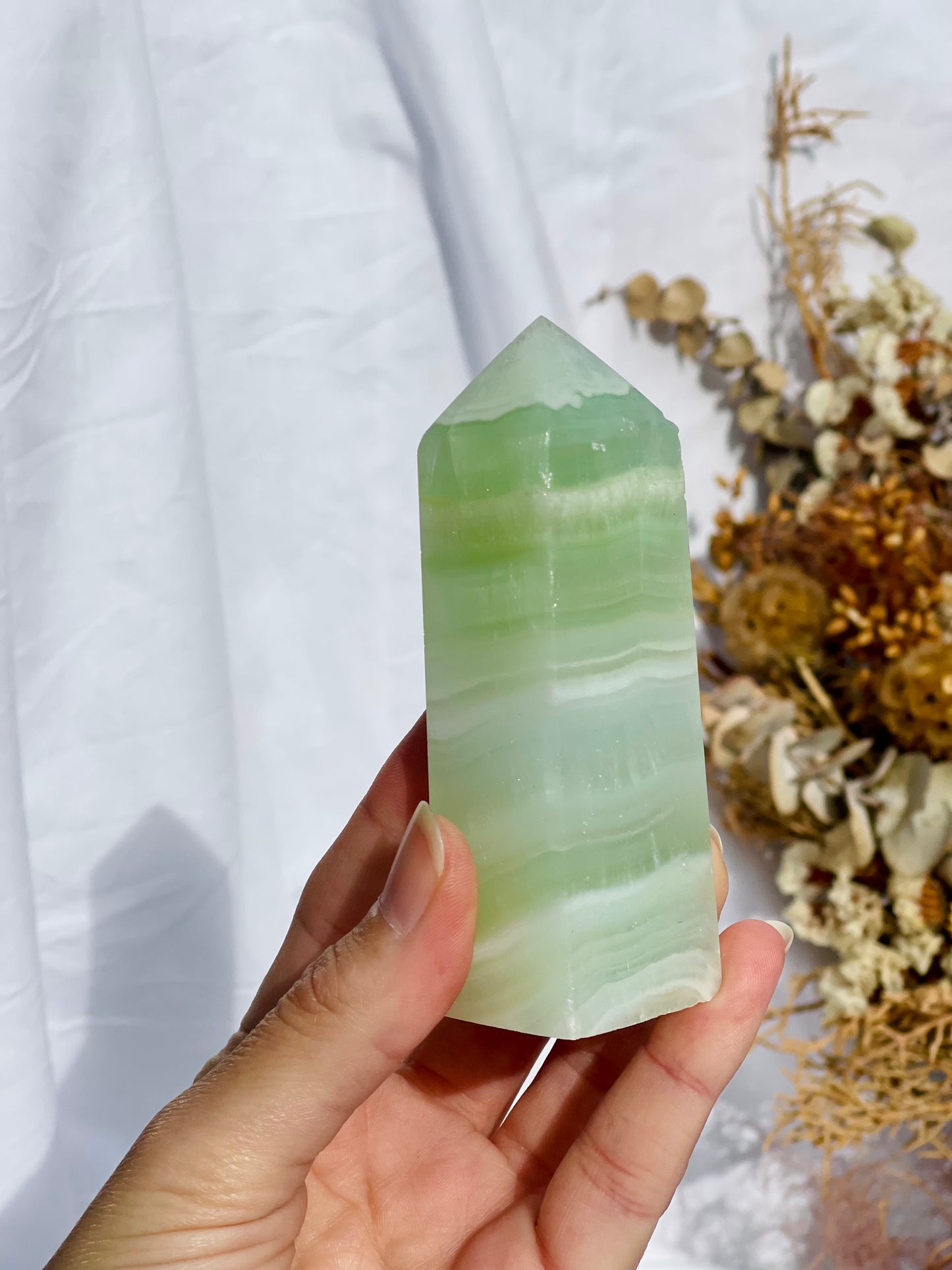 Pistachio Calcite Point B