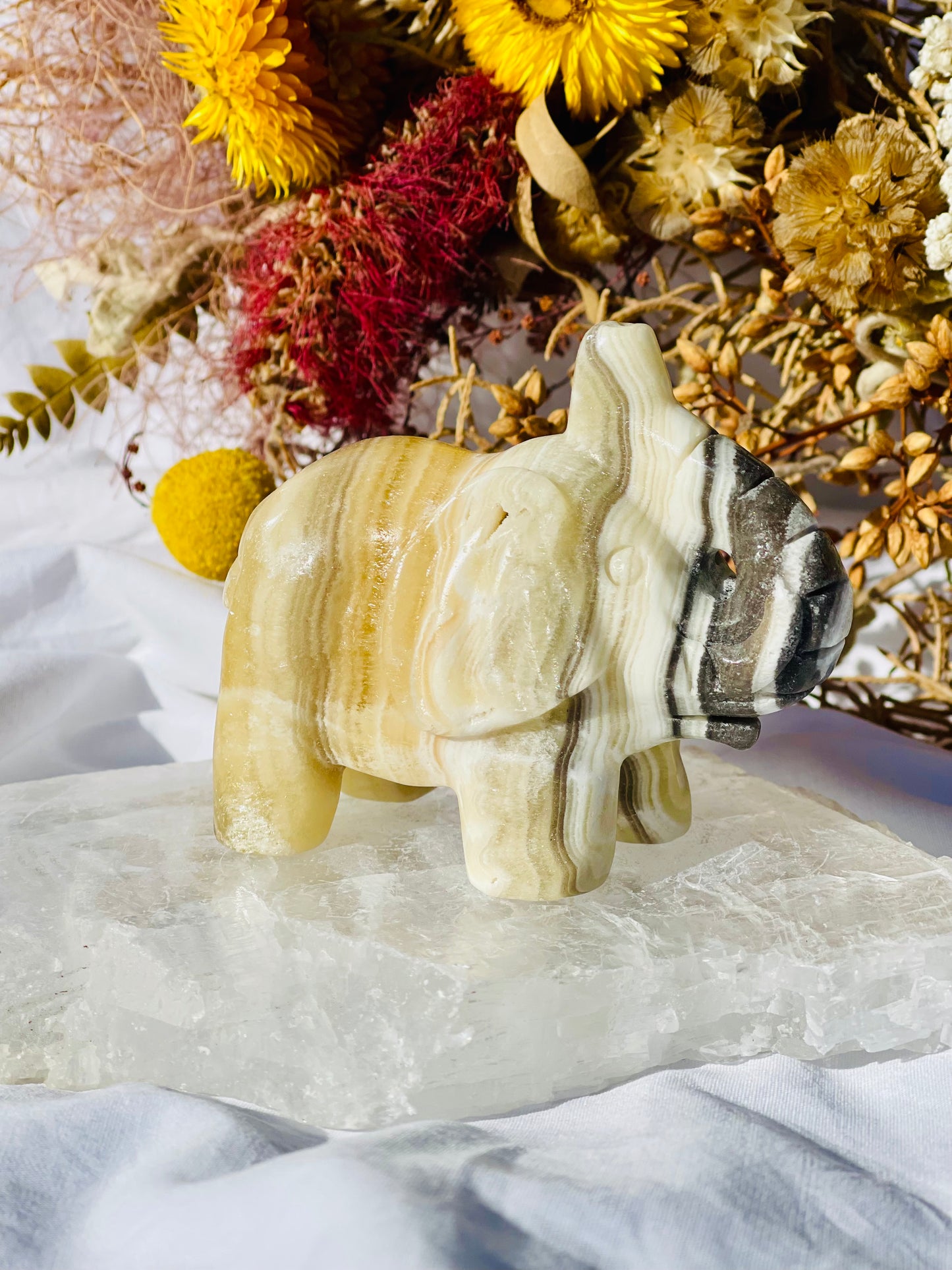 Yellow Zebra Calcite Elephant