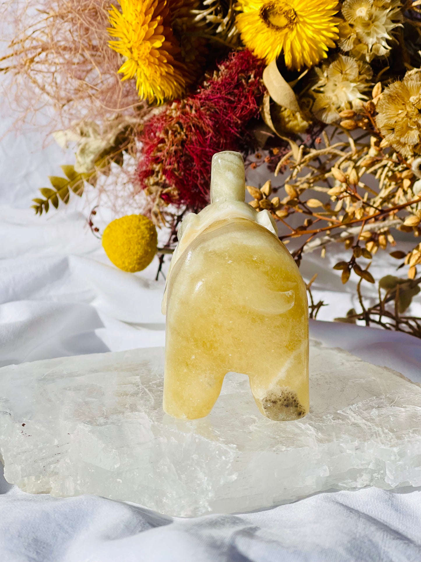 Yellow Zebra Calcite Elephant