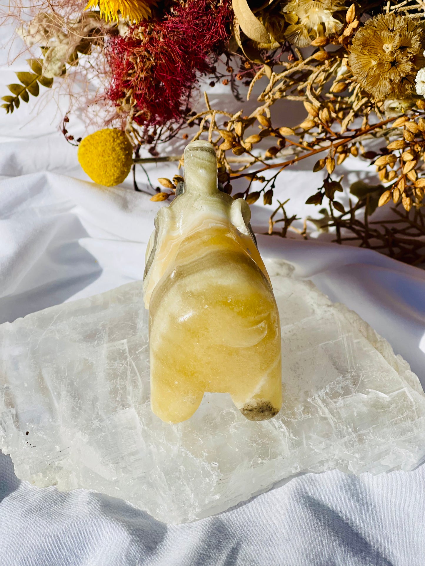 Yellow Zebra Calcite Elephant