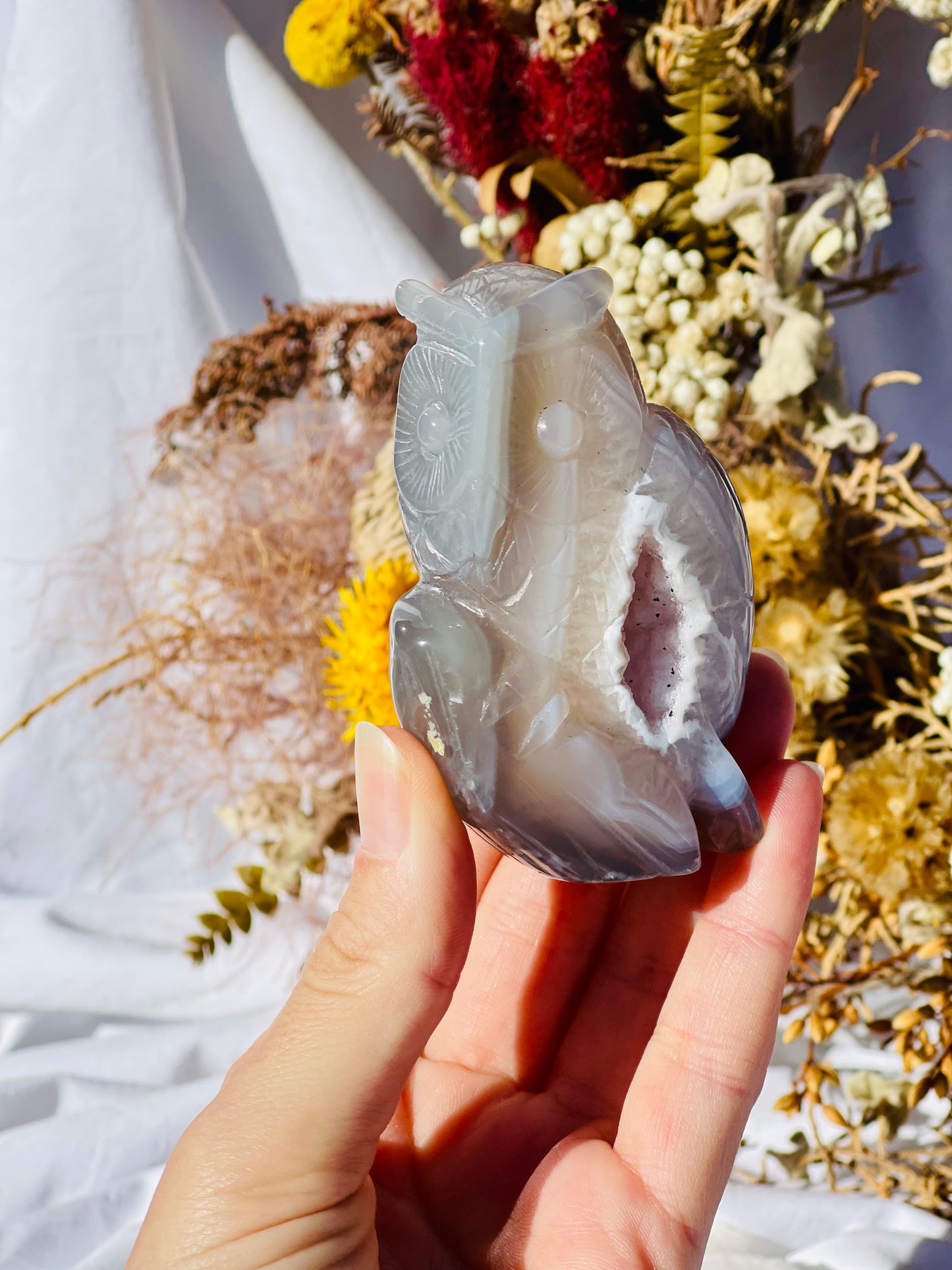 Druzy Agate Owl