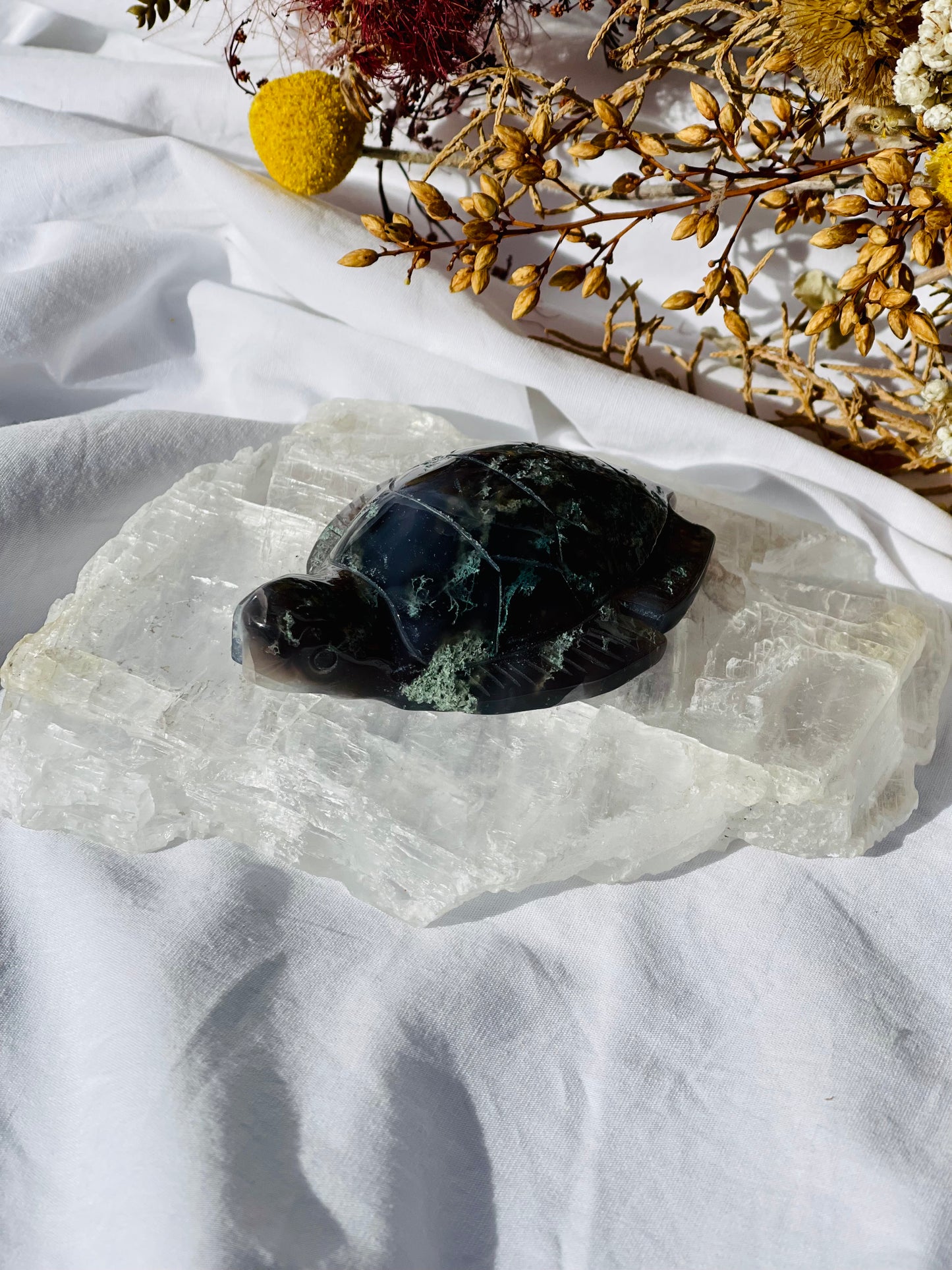 Green Moss Agate Sea Turtle