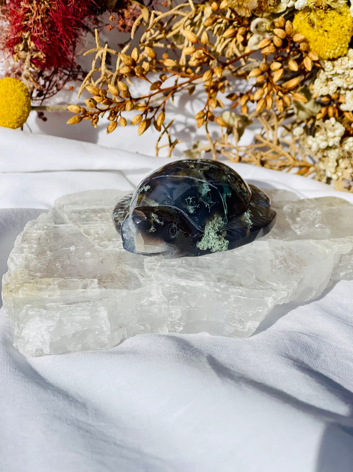 Green Moss Agate Sea Turtle