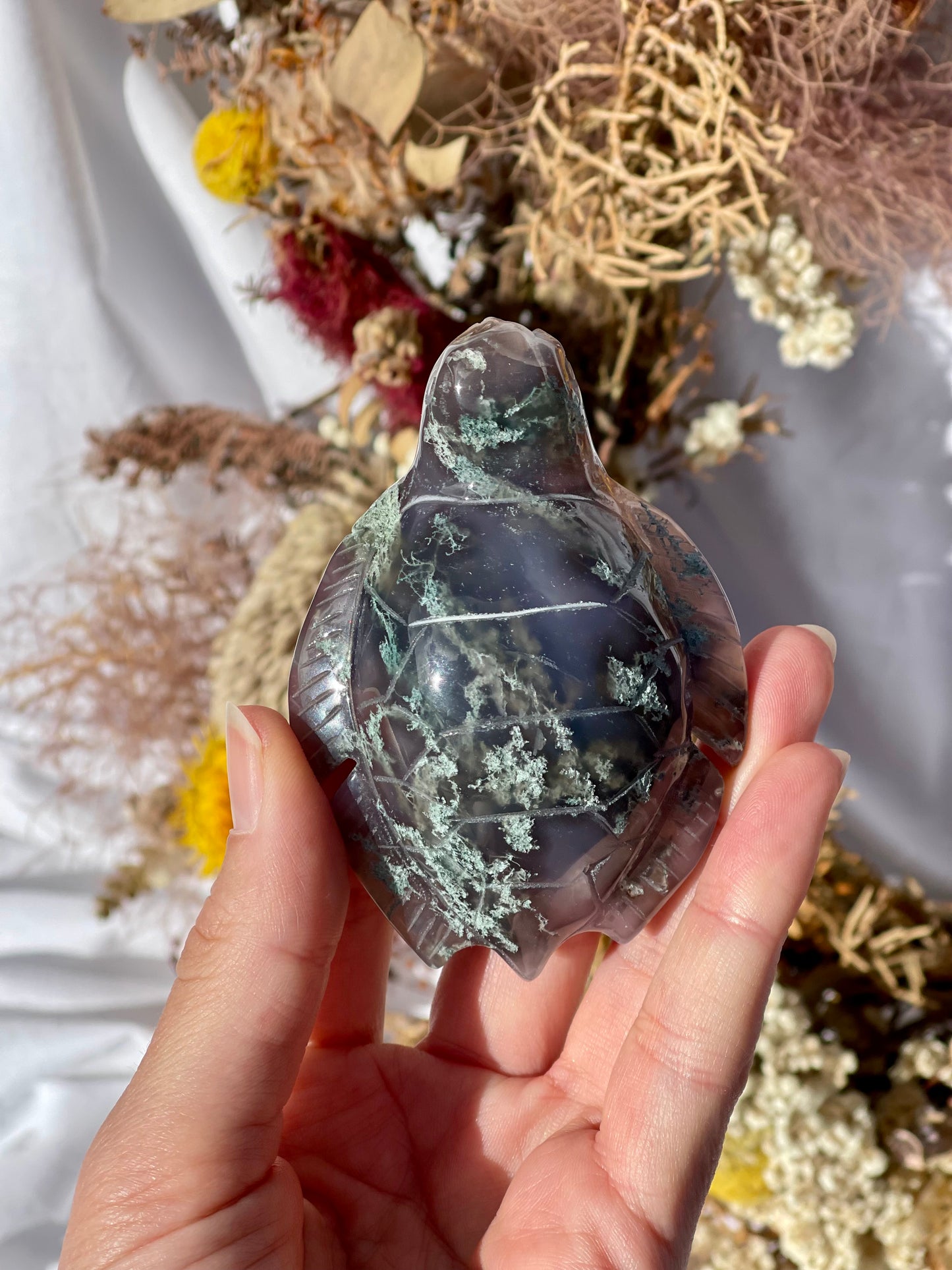 Green Moss Agate Sea Turtle