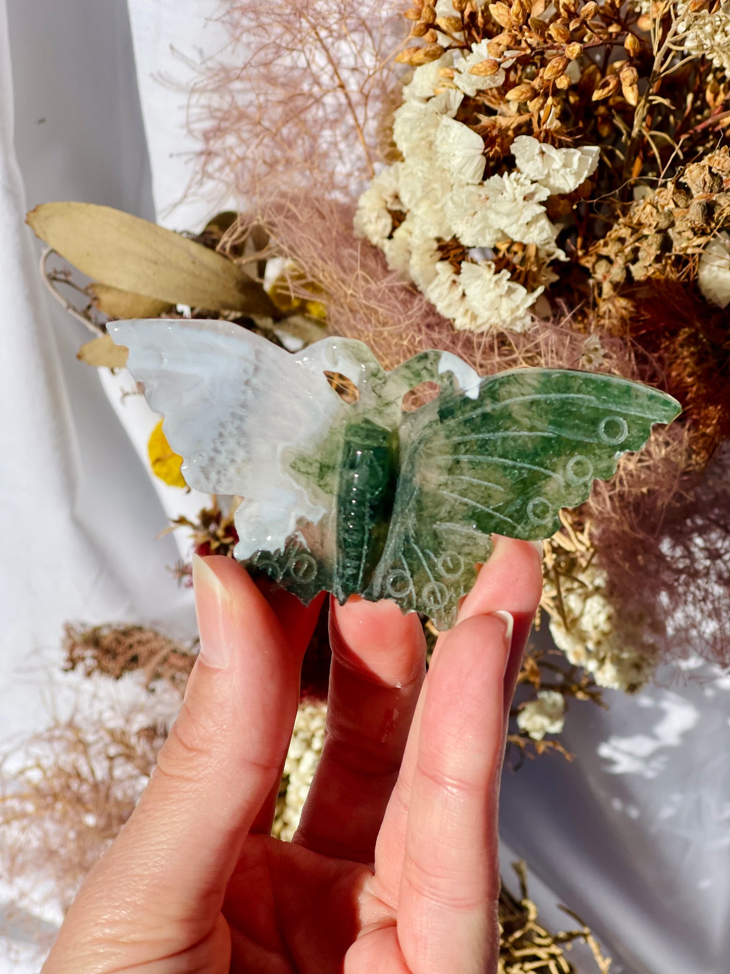 Green Moss Agate Butterfly #2