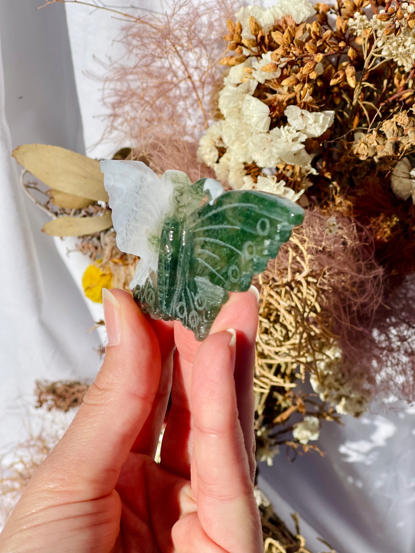 Green Moss Agate Butterfly #2