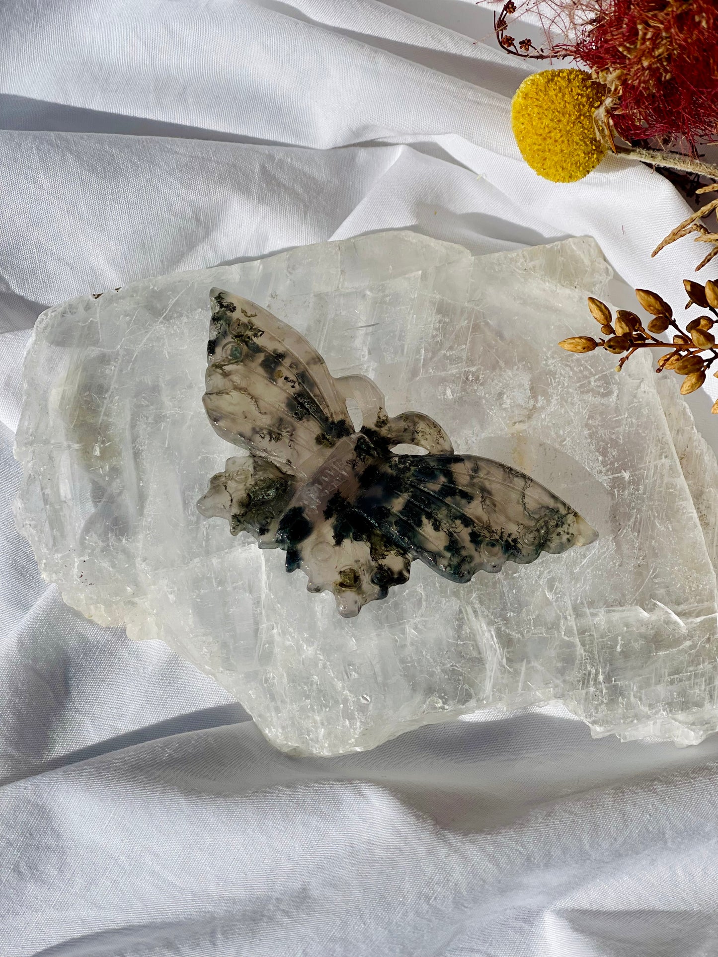 Green Moss Agate Butterfly #3