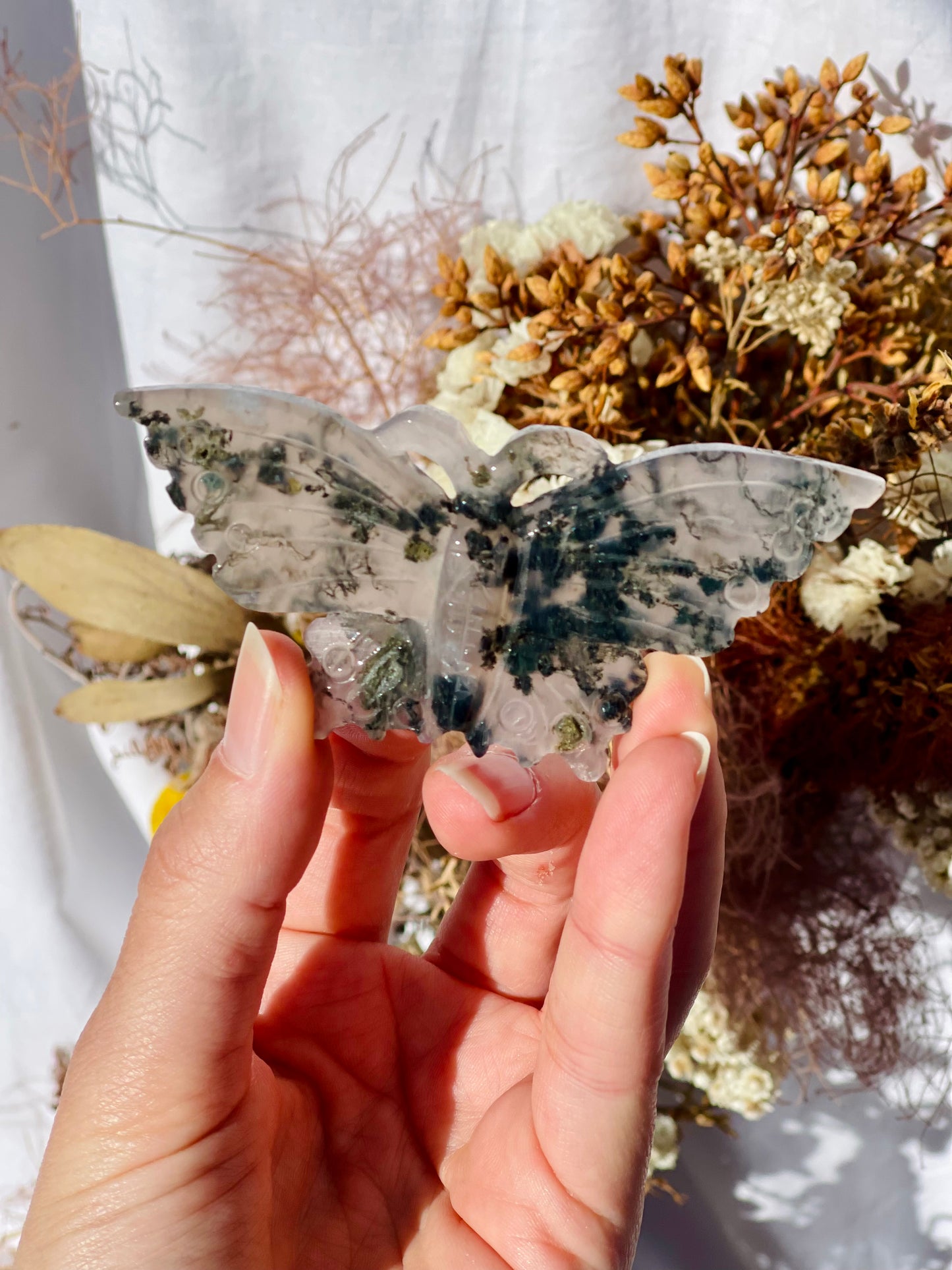 Green Moss Agate Butterfly #3