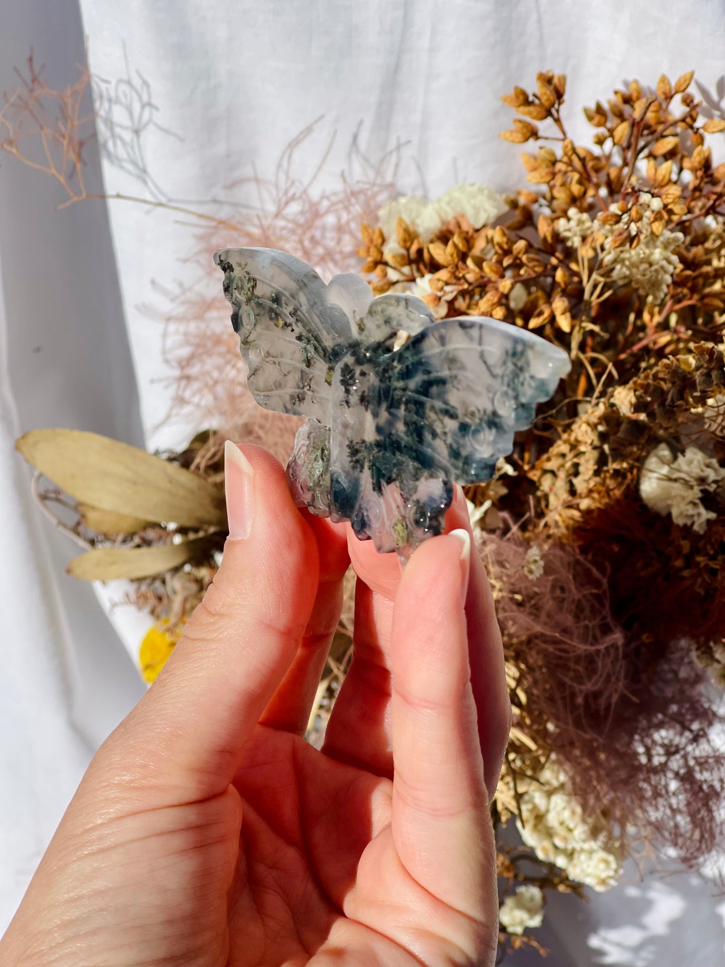 Green Moss Agate Butterfly #3