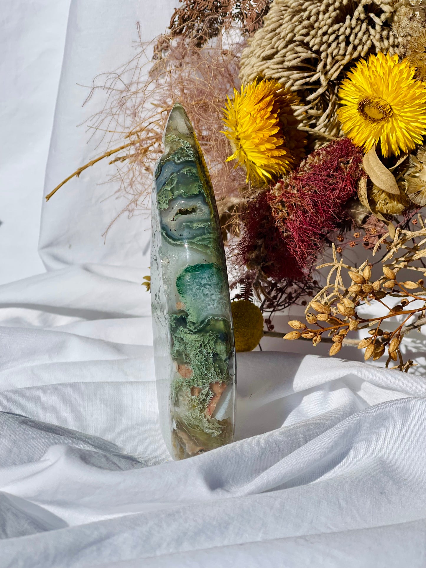 Green Moss Agate Flame