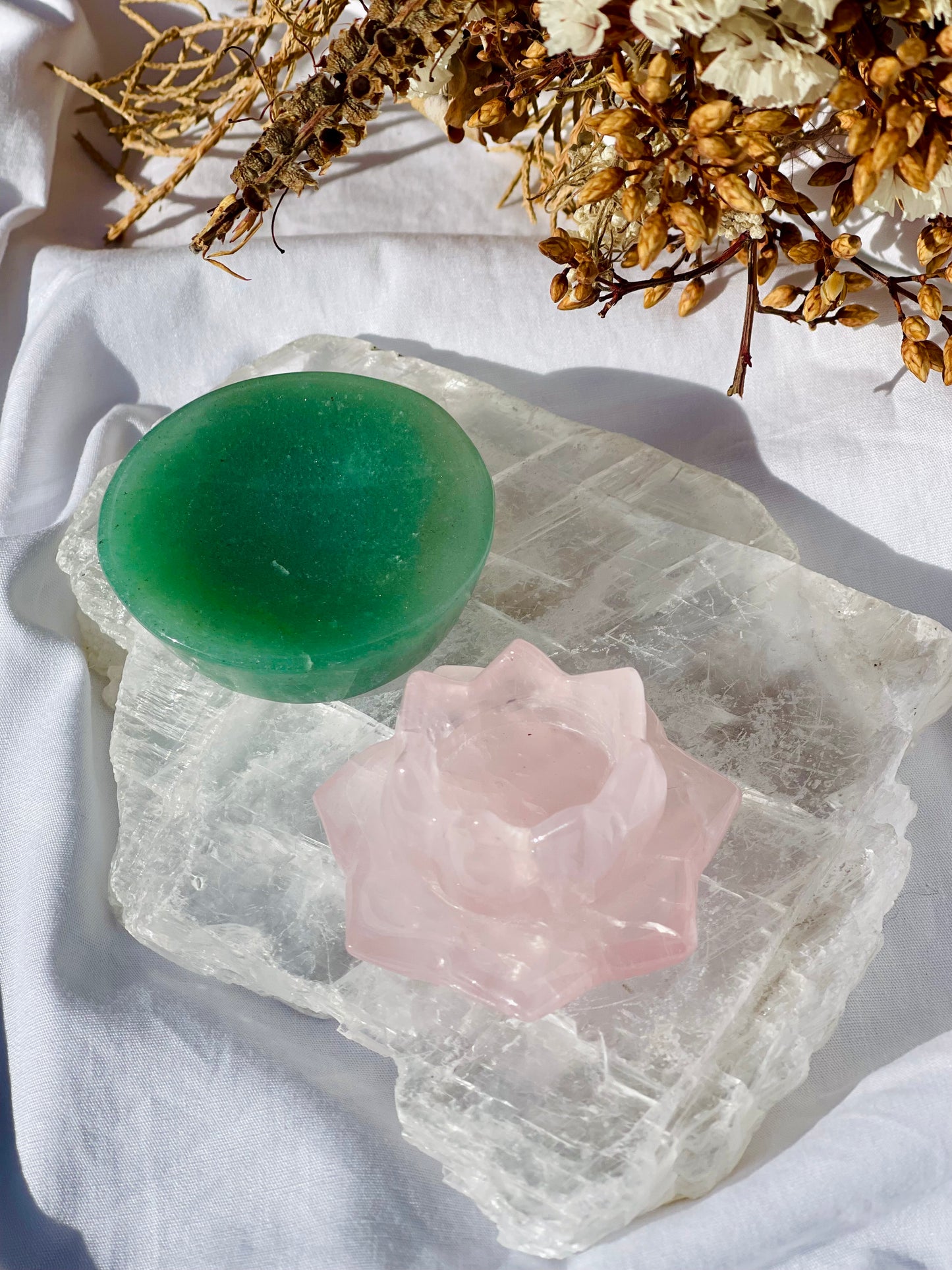 Rose Quartz / Green Aventurine Lotus