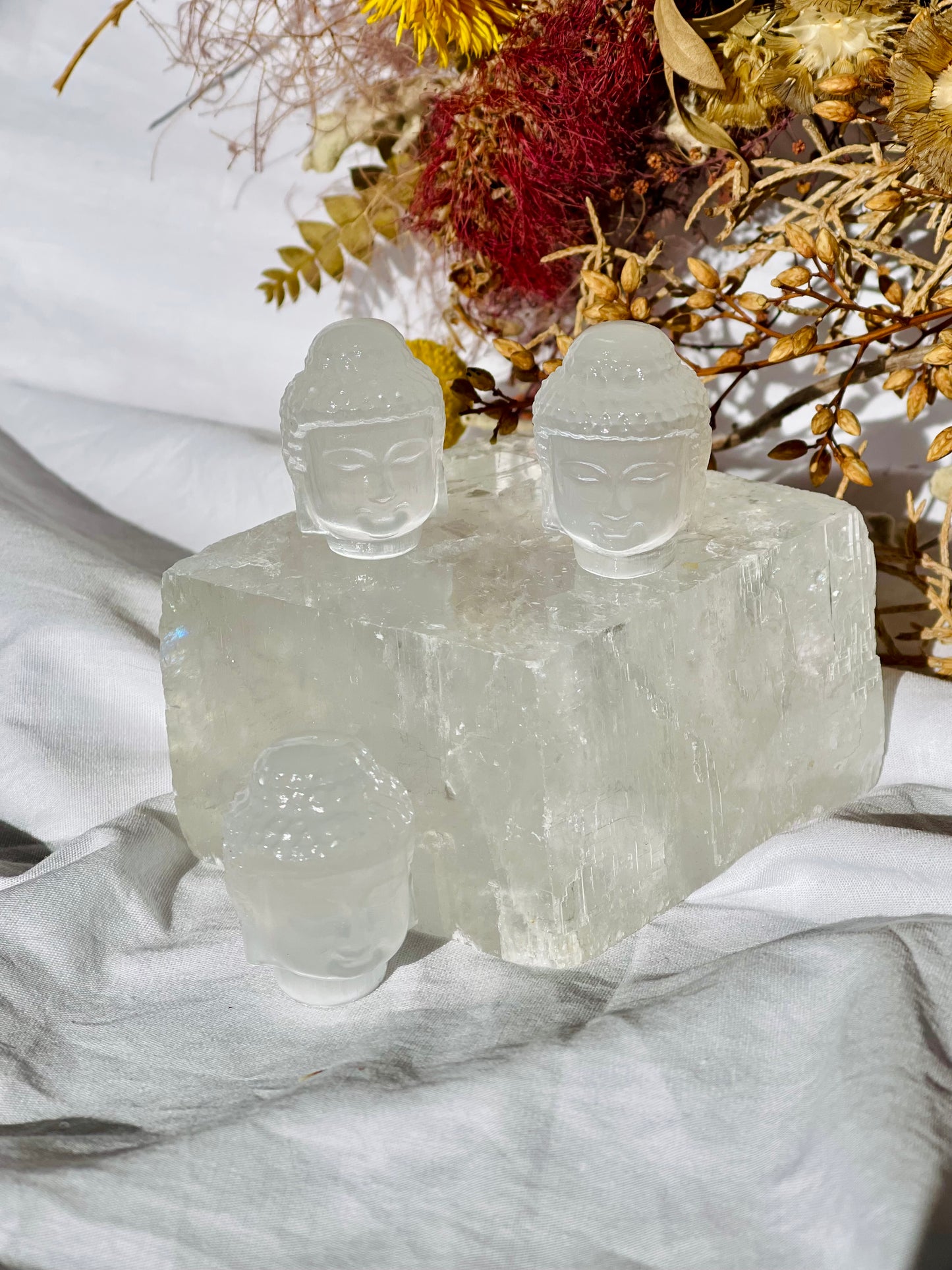 Selenite Buddha Head