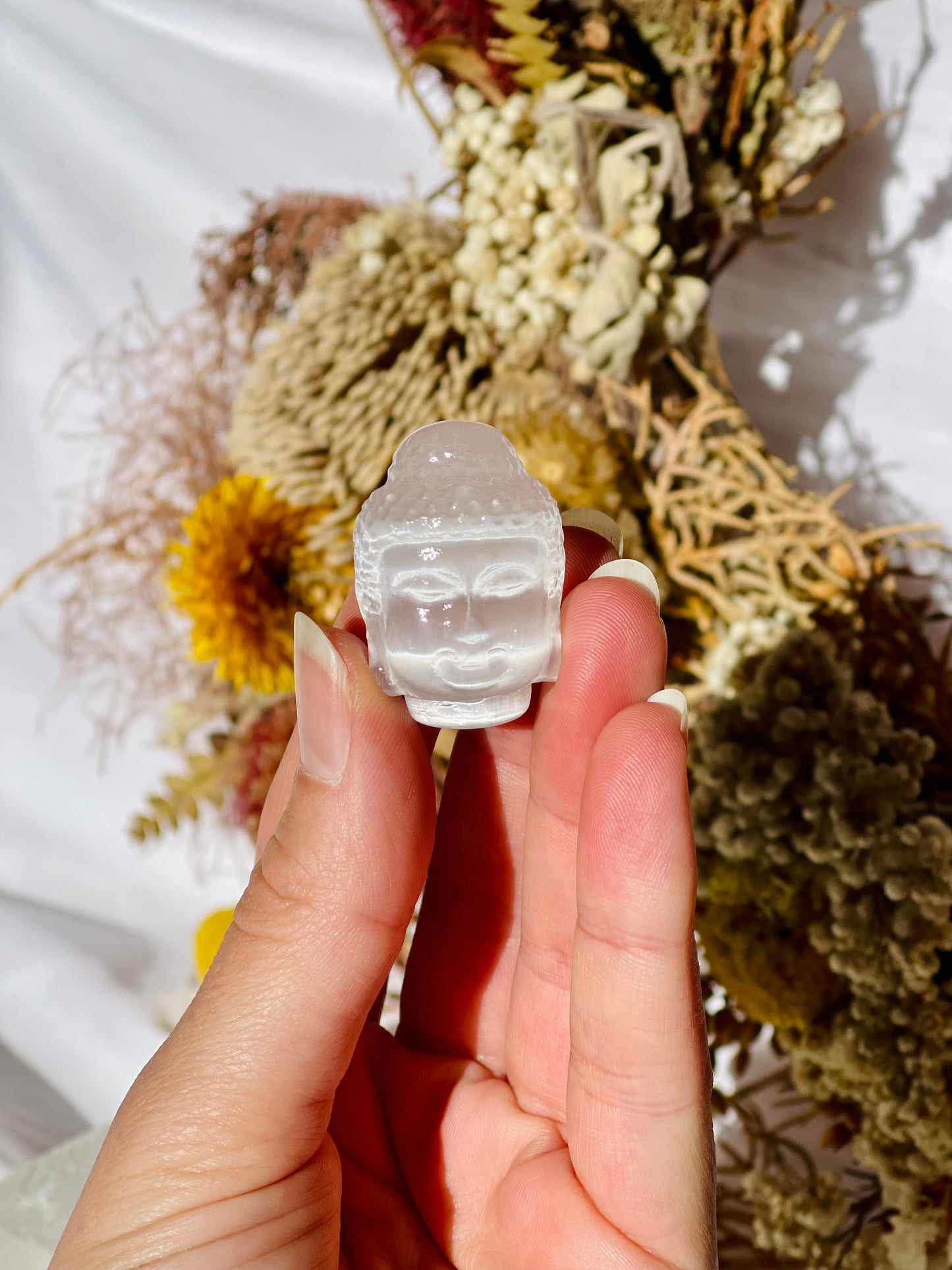 Selenite Buddha Head