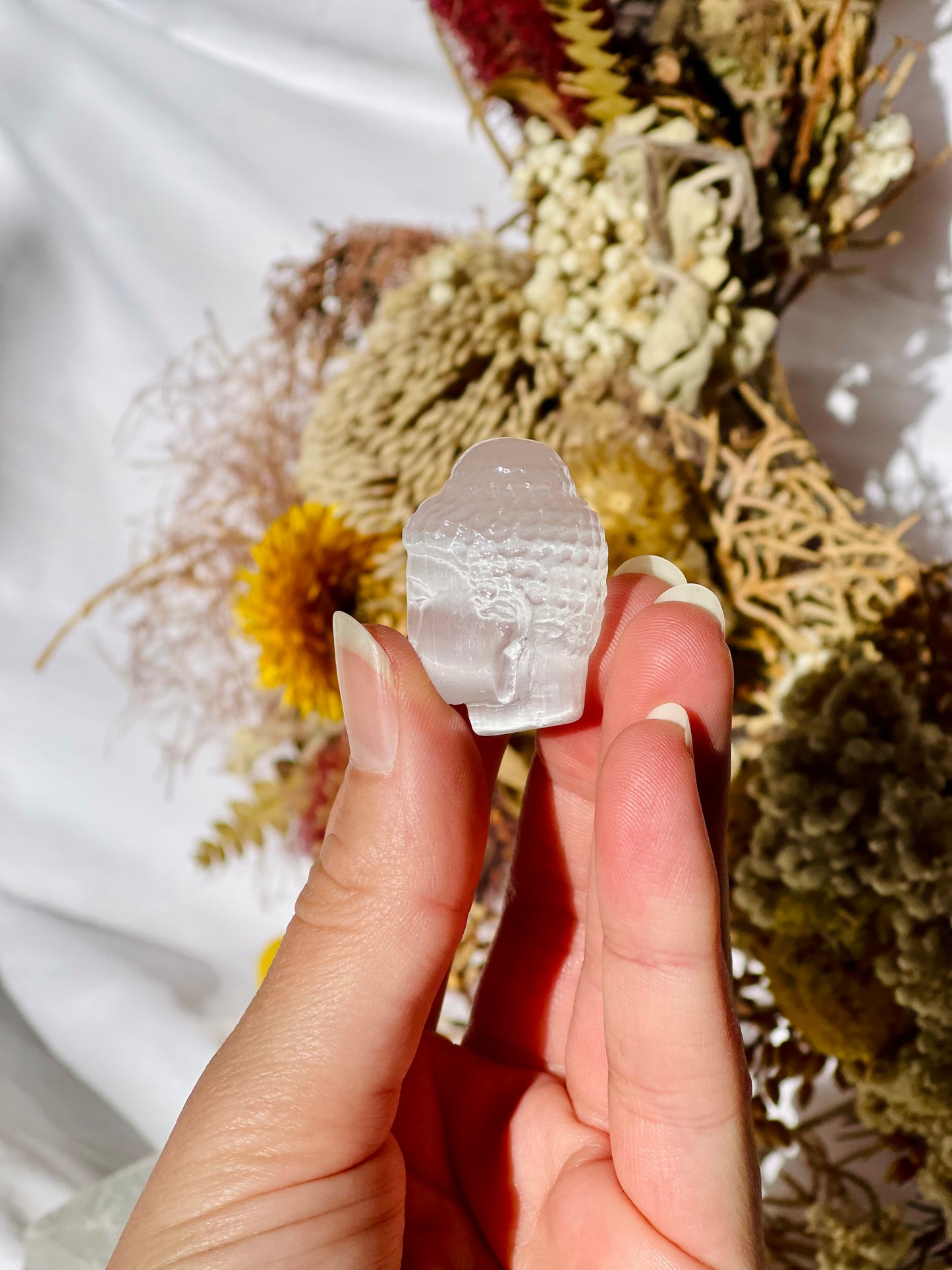 Selenite Buddha Head