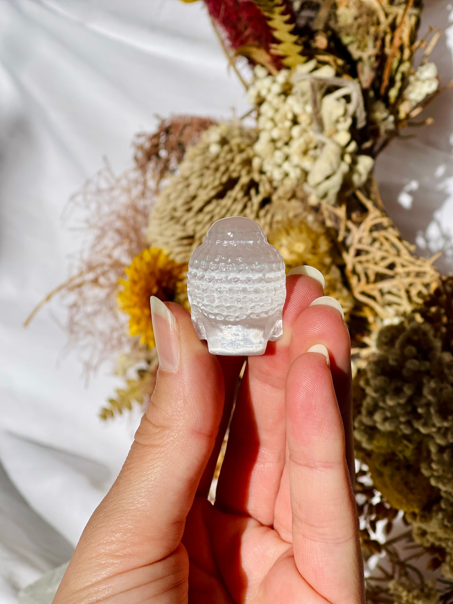 Selenite Buddha Head