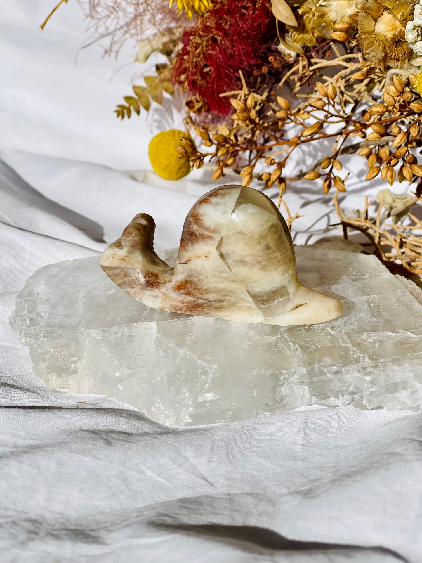 Moonstone | Sunstone | Smokey Quartz Snail