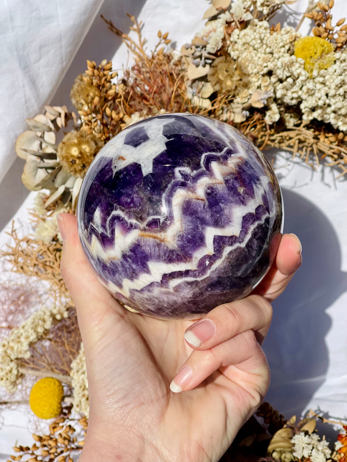 Chevron Amethyst Sphere