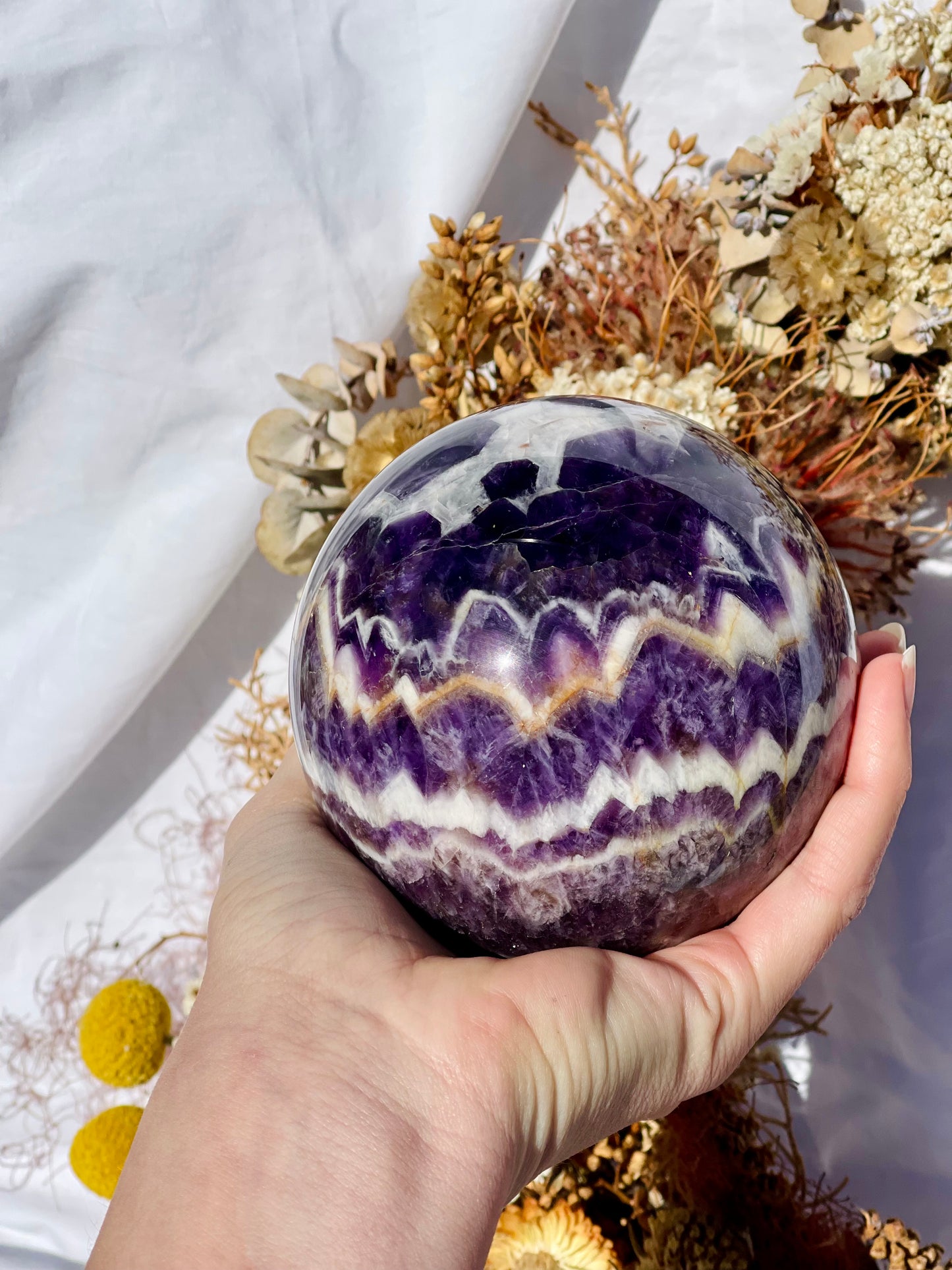 Chevron Amethyst Sphere