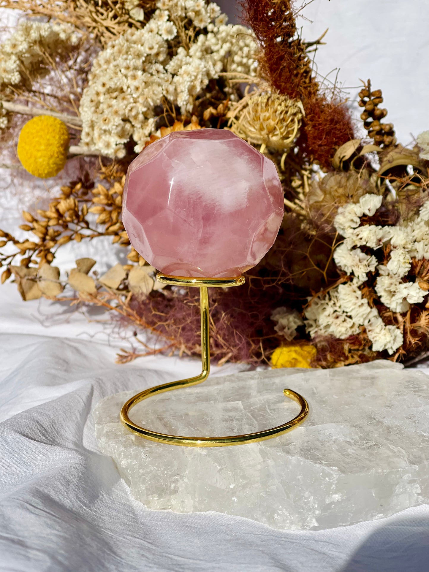 Rose Quartz Polyhedron Sphere