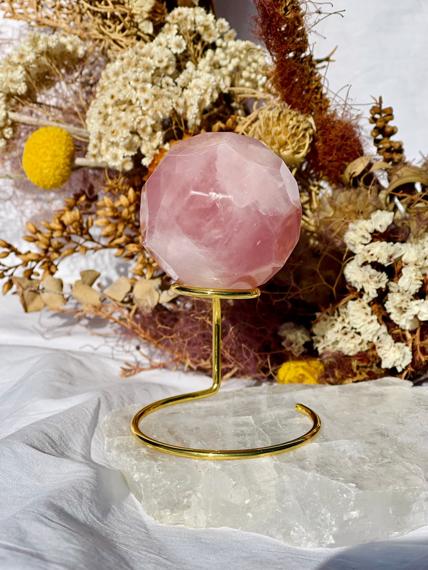 Rose Quartz Polyhedron Sphere