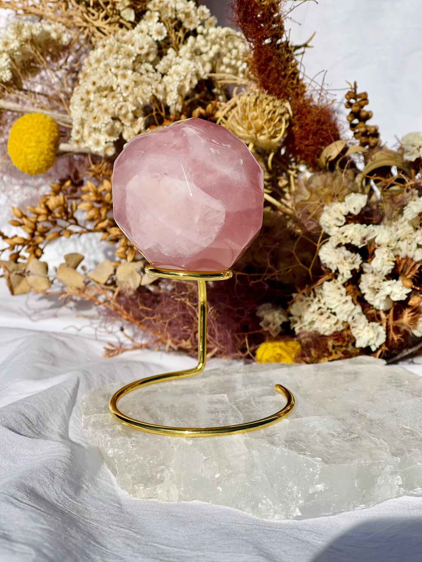 Rose Quartz Polyhedron Sphere