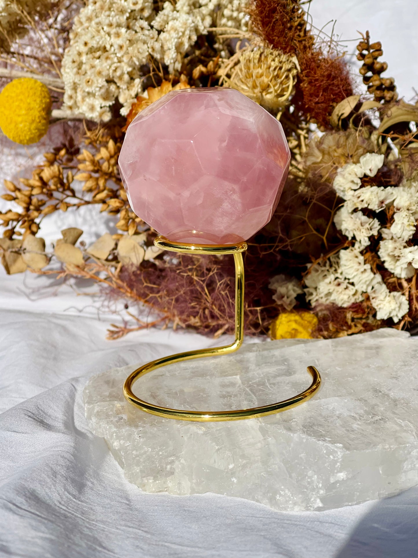 Rose Quartz Polyhedron Sphere