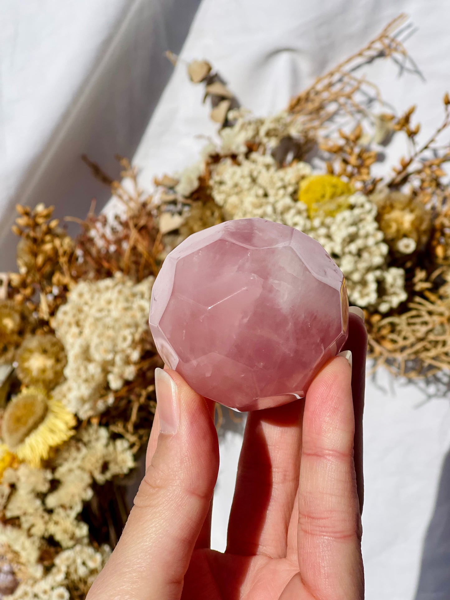 Rose Quartz Polyhedron Sphere