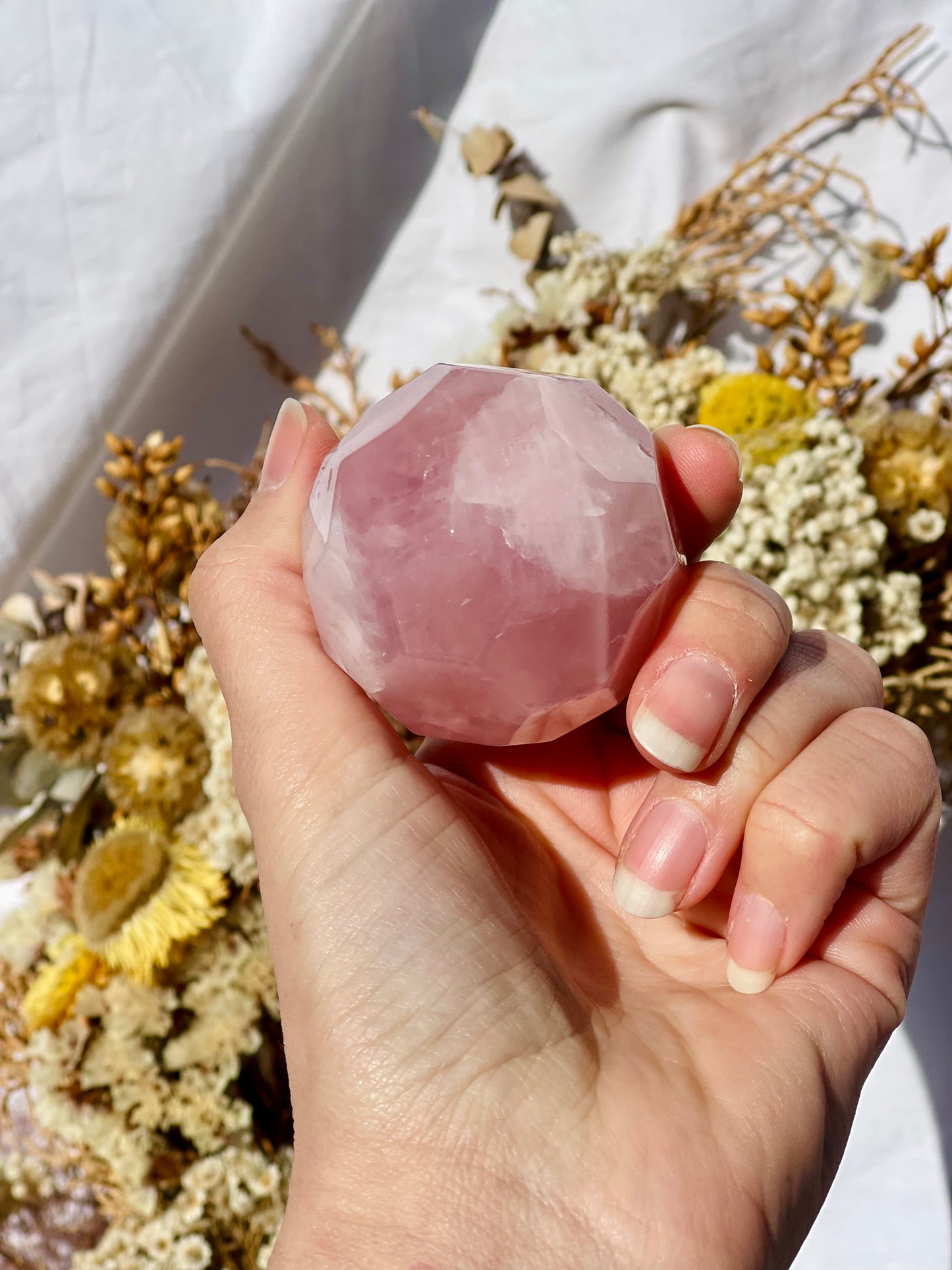 Rose Quartz Polyhedron Sphere
