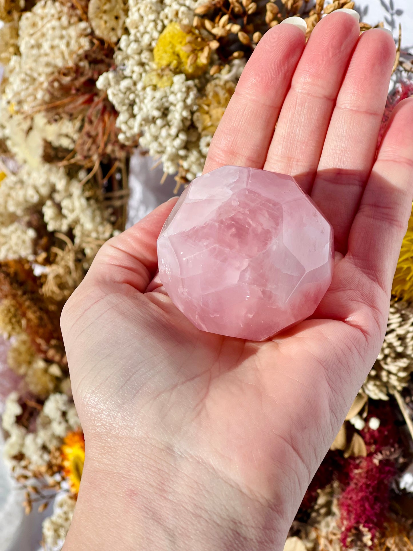 Rose Quartz Polyhedron Sphere
