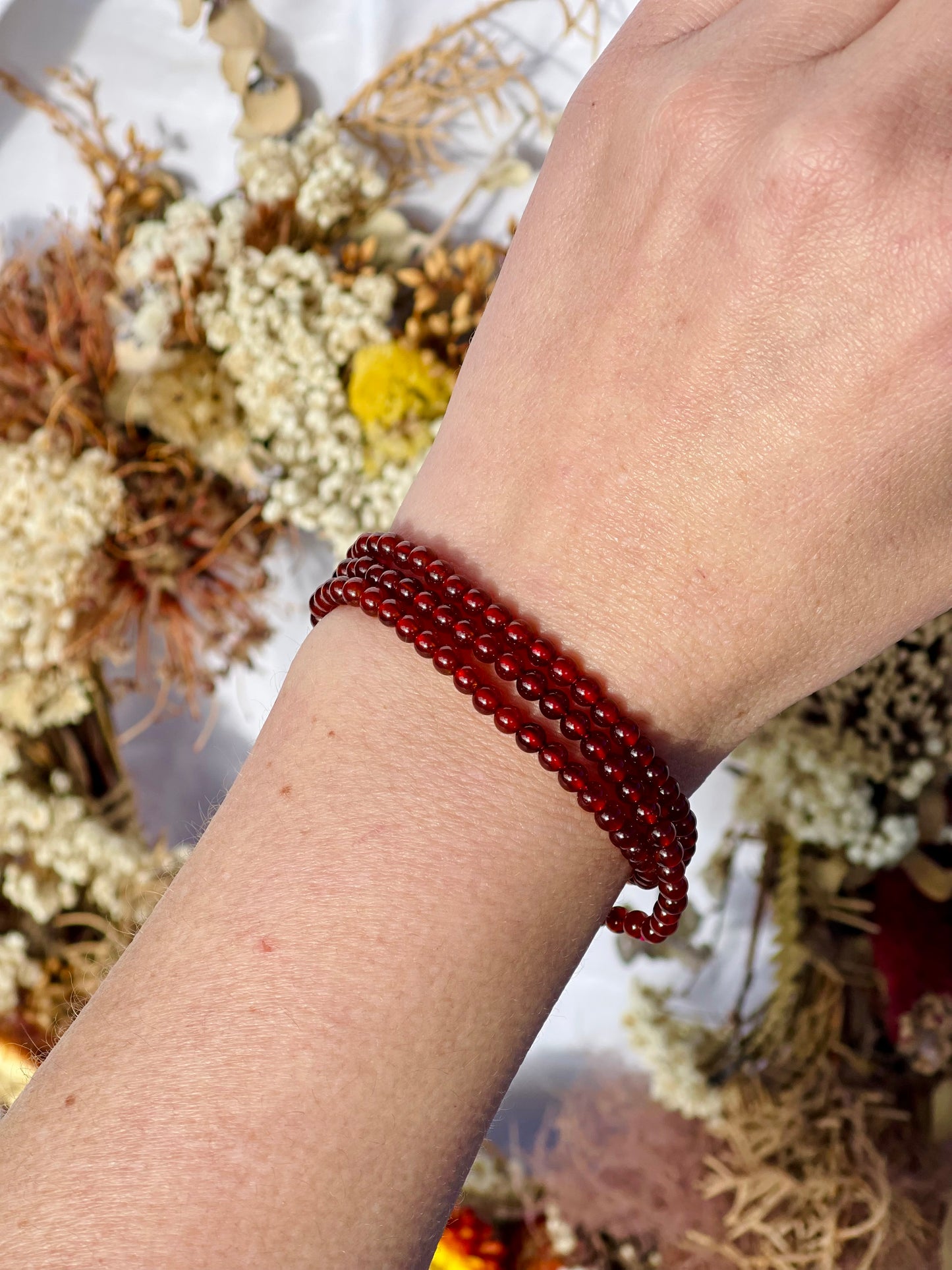 Orange Garnet Wrap Bracelet