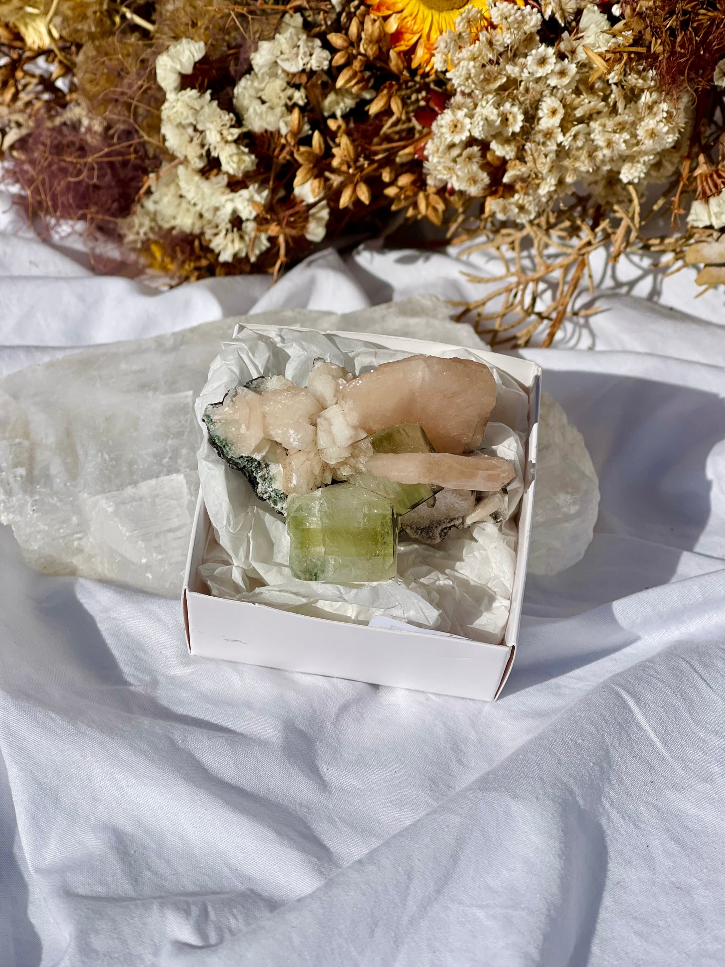 Green Apophyllite | Stilbite Specimen D