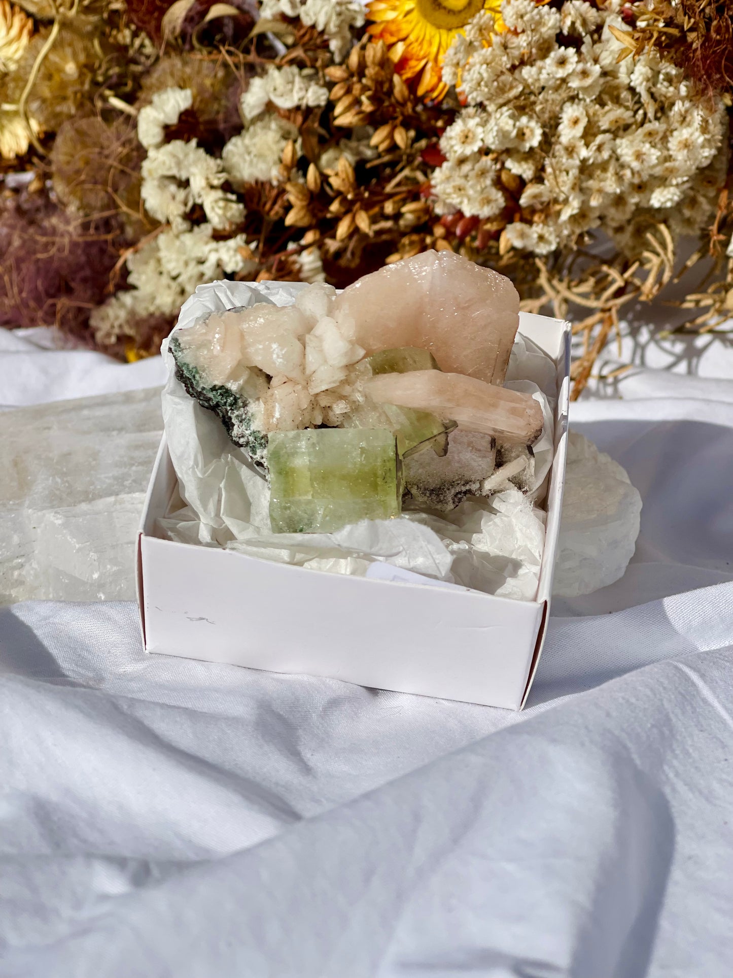 Green Apophyllite | Stilbite Specimen D