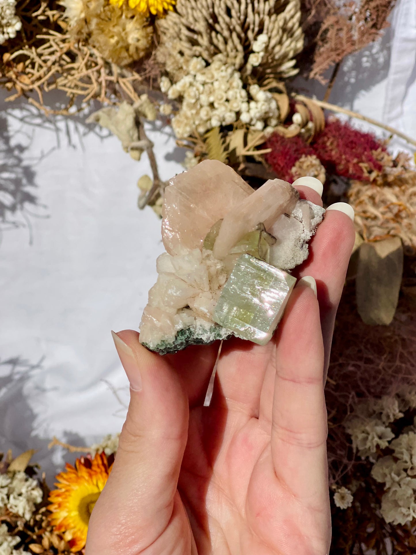 Green Apophyllite | Stilbite Specimen D