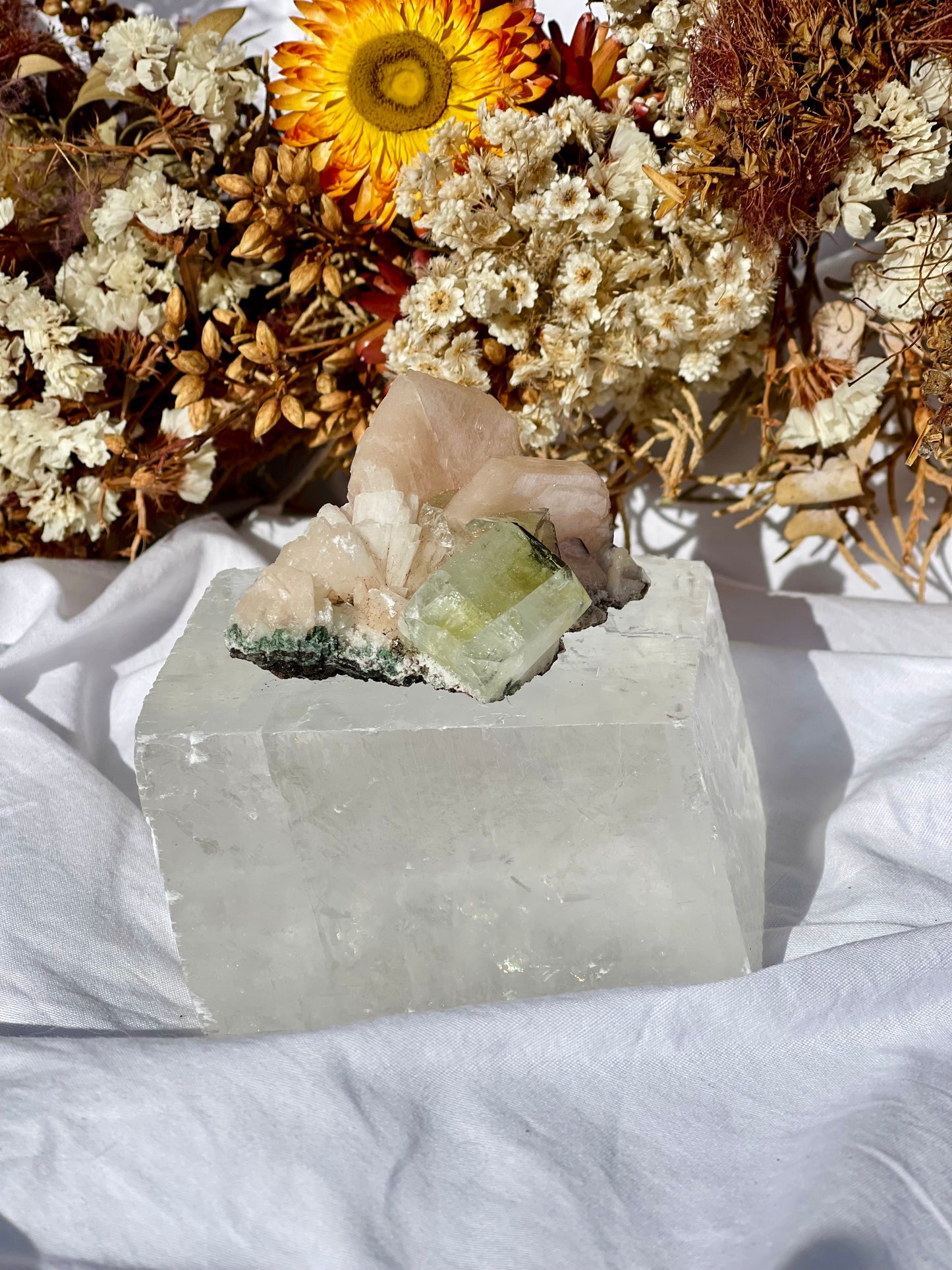 Green Apophyllite | Stilbite Specimen D