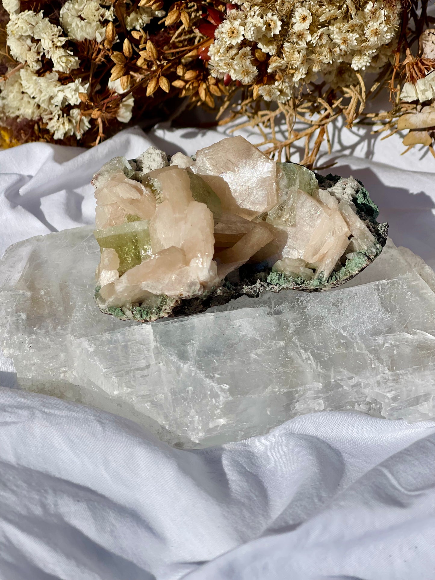 Green Apophyllite | Stilbite Specimen E