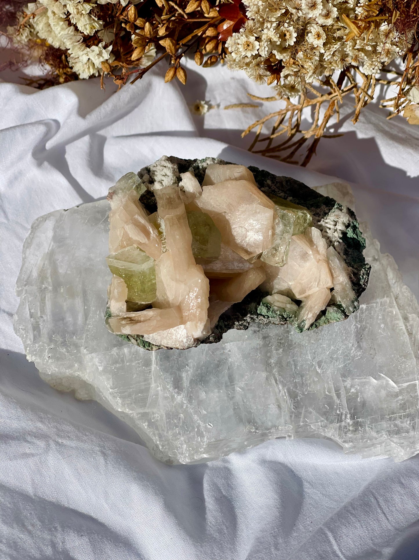 Green Apophyllite | Stilbite Specimen E