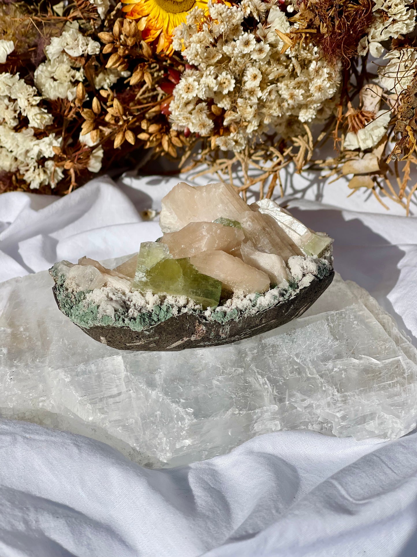 Green Apophyllite | Stilbite Specimen E